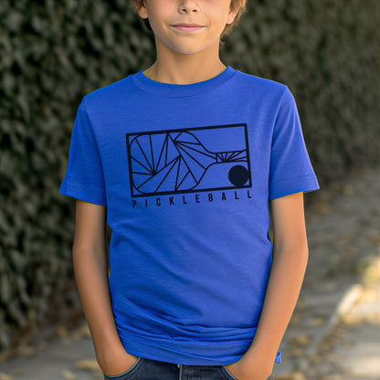 Geometric Pickleball Youth Cotton Short Sleeve Tee