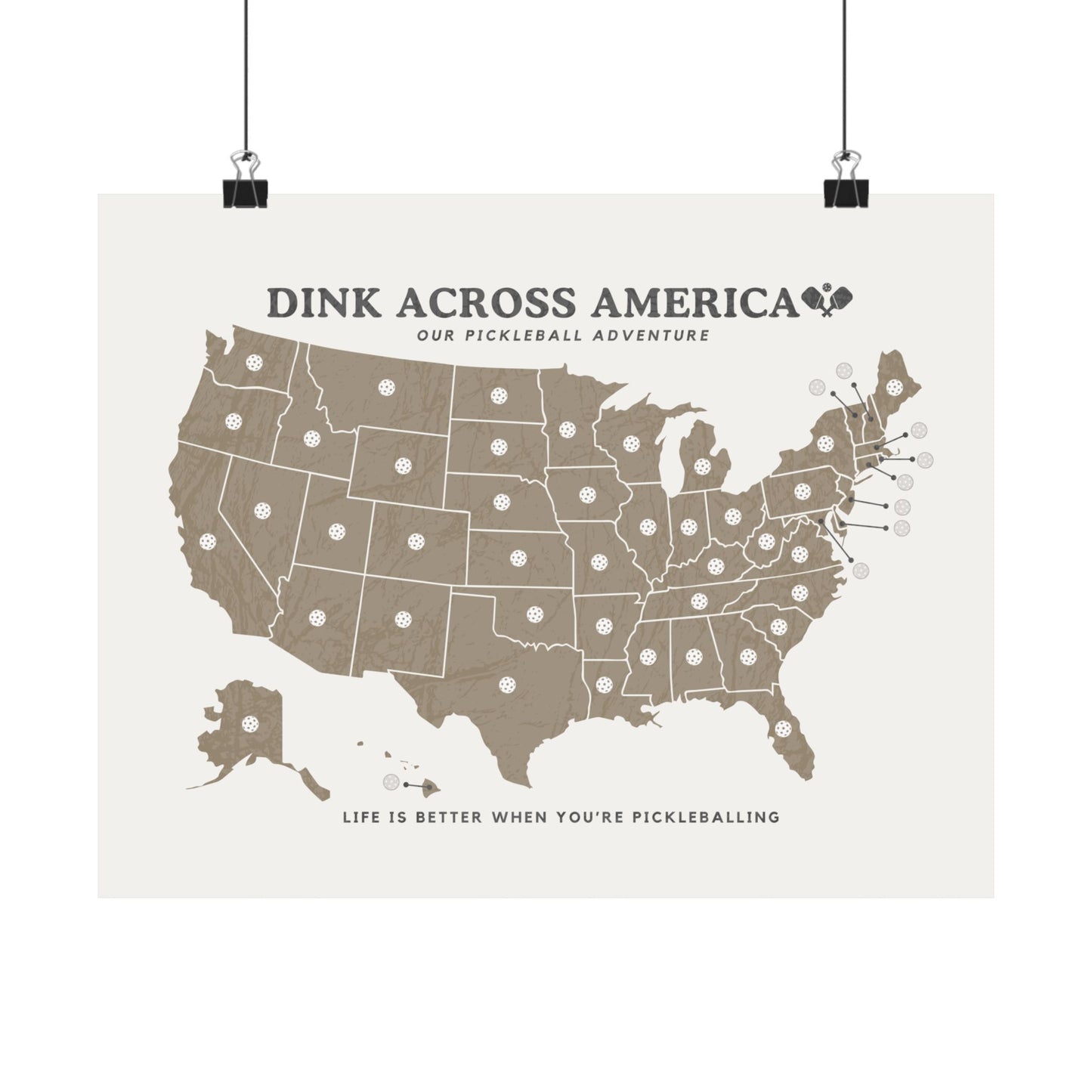 Dink Across America Vintage Fill-In-The-Pickleball Print