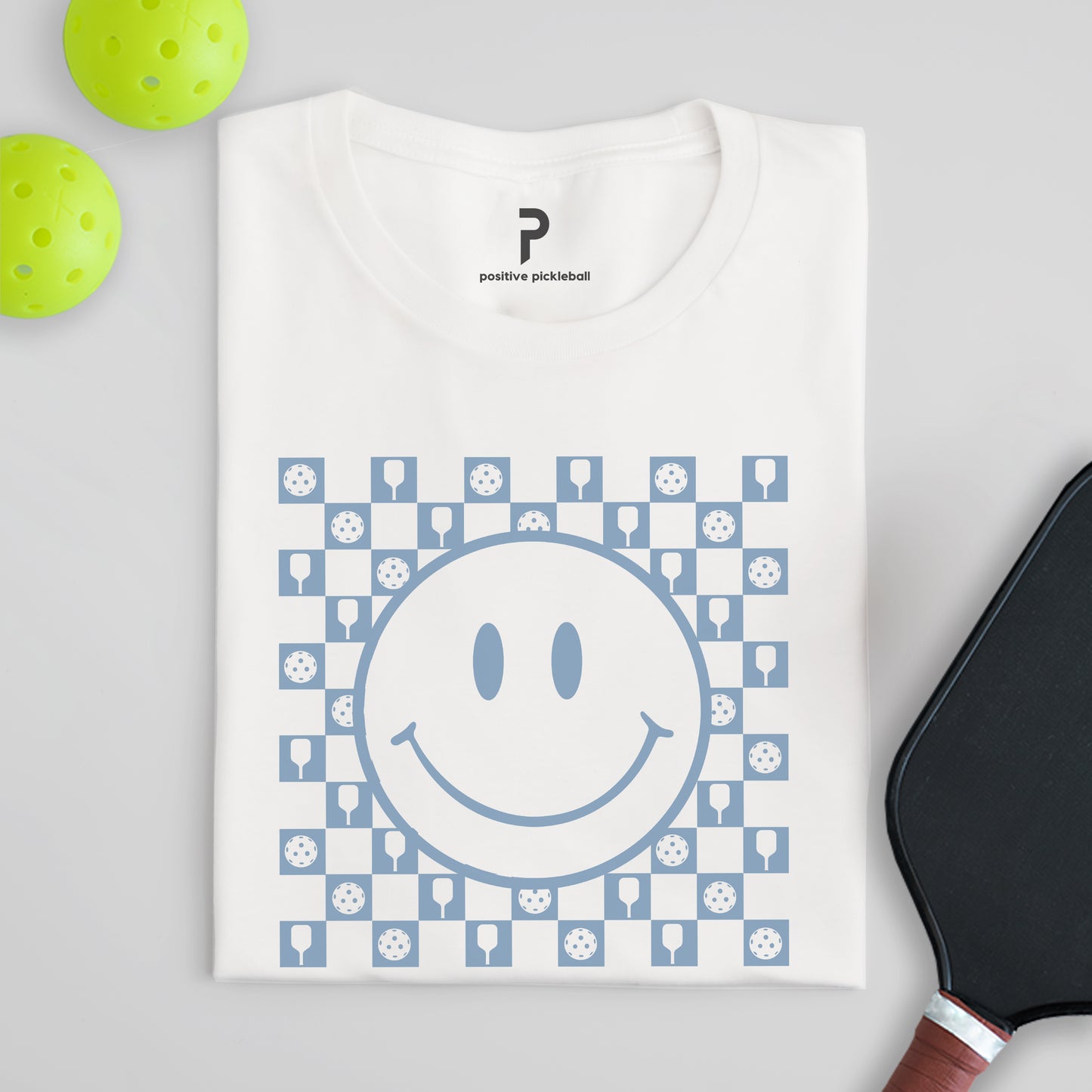 Smiley Checkered Cotton Unisex T-Shirt