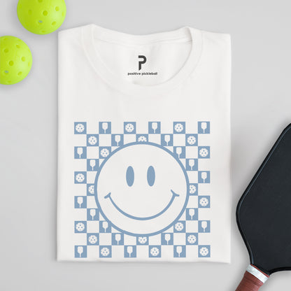 Smiley Checkered Cotton Unisex T-Shirt