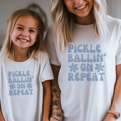 Pickleballin' On Repeat Youth Cotton Short Sleeve Tee