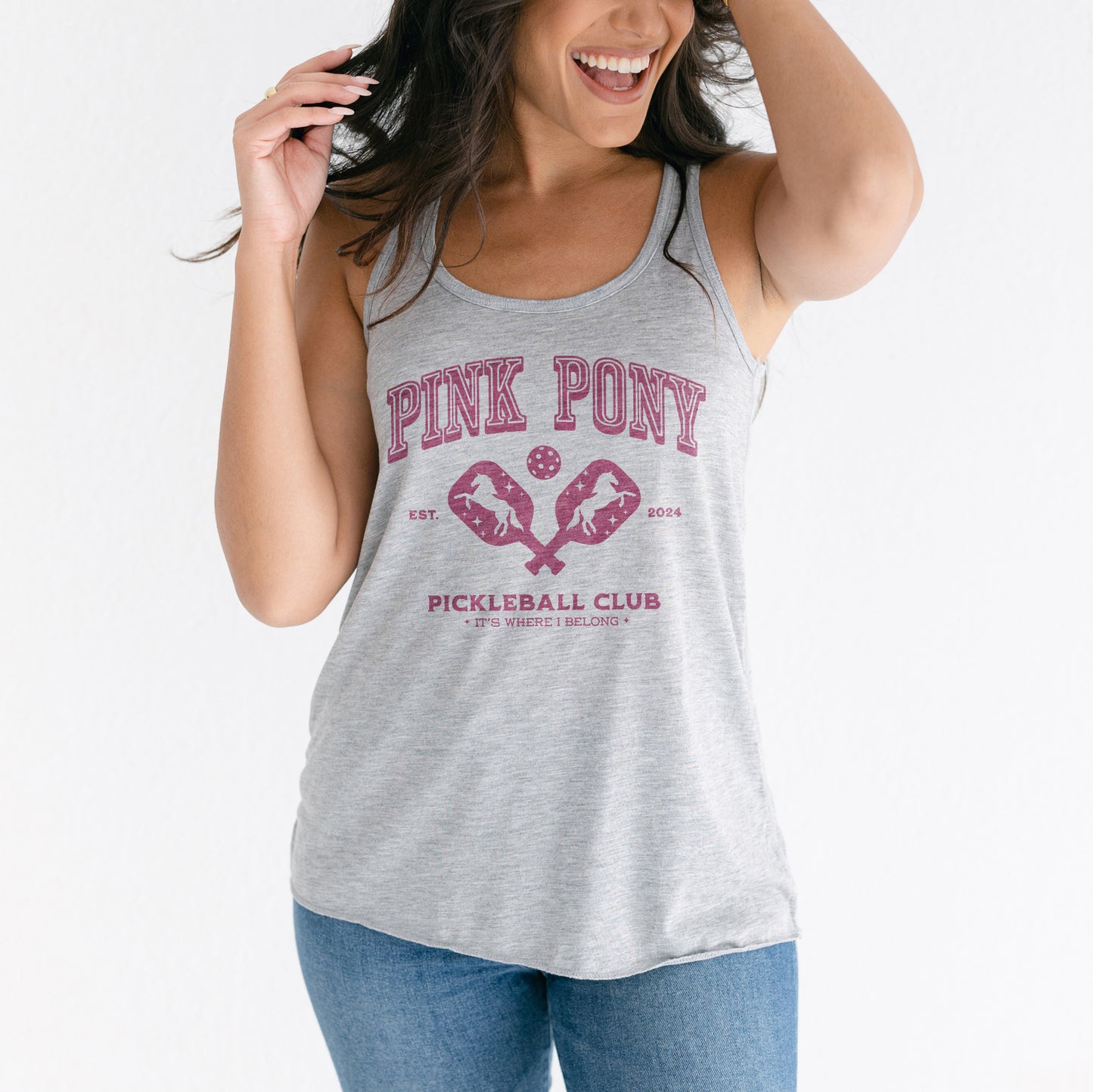 Pink Pony Pickleball Club Women's Flowy Racerback Tank