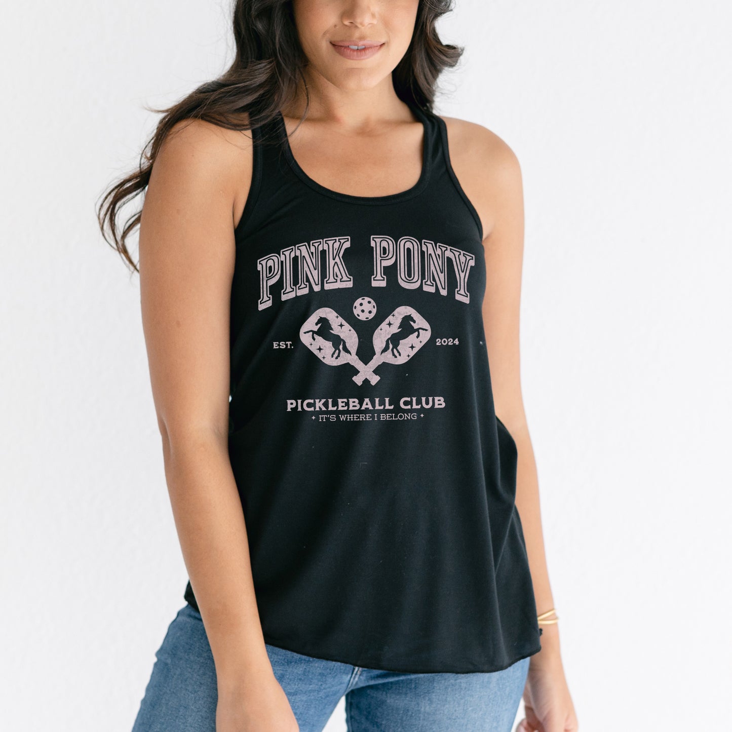 Pink Pony Pickleball Club Women's Flowy Racerback Tank