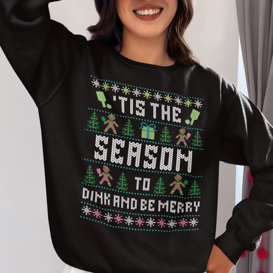 Tis the Season Ugly Pickleball Christmas Sweater