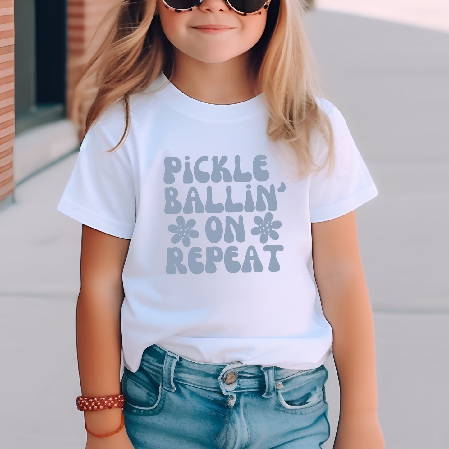 Pickleballin' On Repeat Youth Cotton Short Sleeve Tee