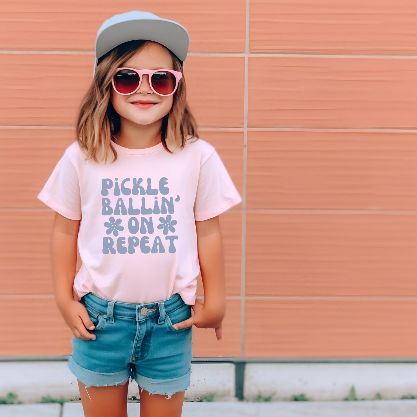 Pickleballin' On Repeat Youth Cotton Short Sleeve Tee