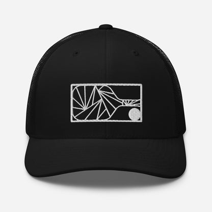 Embroidered Geometric Paddle Trucker Hat