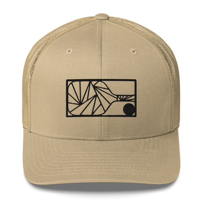 Embroidered Geometric Paddle Trucker Hat