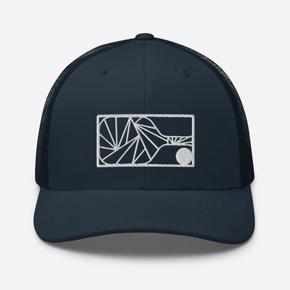 Embroidered Geometric Paddle Trucker Hat