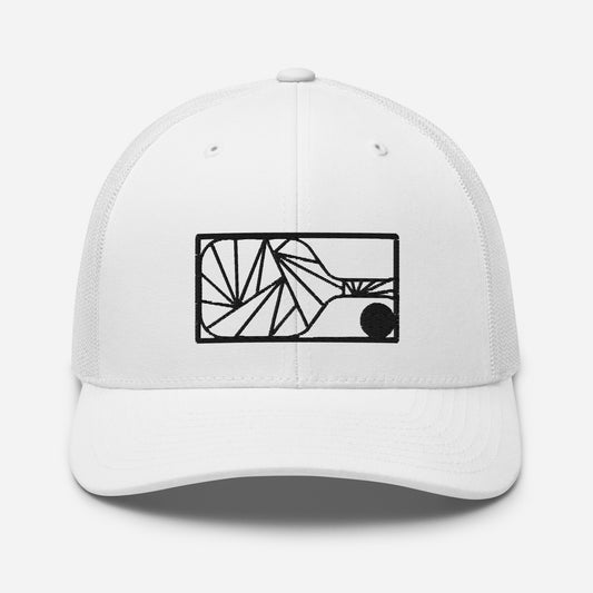 Embroidered Geometric Paddle Trucker Hat