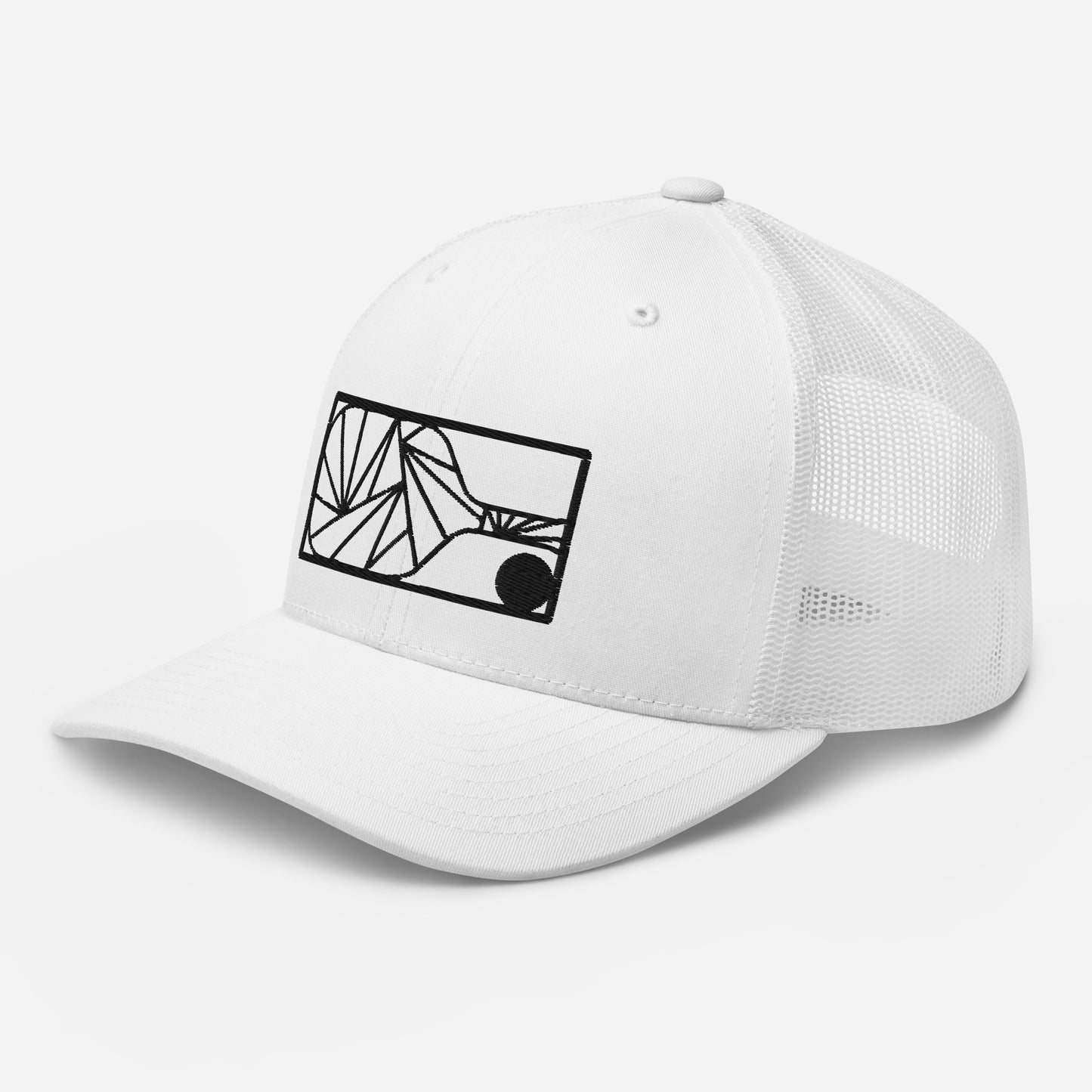 Embroidered Geometric Paddle Trucker Hat